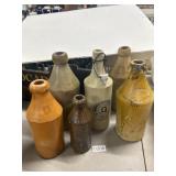 6 Stoneware Bottles