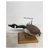 Hand-Carved Wooden Canada Goose Figure