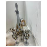 Mid-Century Gray Decanter and Glass Set