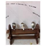 Wood Pipe Rack with Ceramic Pipes