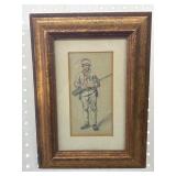 Framed Drawing of a Revolutionary Soldier