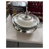 Silver-Plated Chafing Dish with Glass Insert