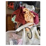 Vintage-Style Doll Carriage and Clothing Lot