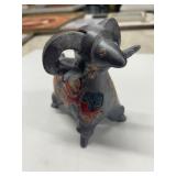 Tenmoku Pottery Ram Sculpture