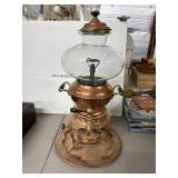 Copper and Brass Oil Lamp with Glass Shade