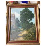 Framed Oil on Canvas Landscape Painting