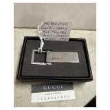 Gucci Italy Silver Metal Key Fob With Box