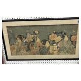 Framed Asian Artwork, 19 x 34 1/2 Inches