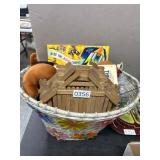 Colorful Wicker Basket with Toys