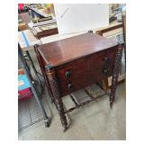 Mahogany Two-Drawer Side Table With Casters