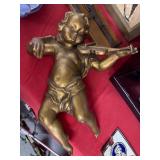 Gold-Tone Cherub Playing Violin Figurine