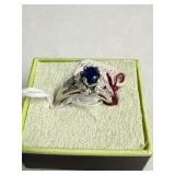 14K White Gold Sapphire Diamond Ring