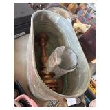 Copper Tub With Glass Vase and Lamp Base