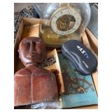 Box Lot With Clock, Books, and Sculpture