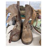 Ajax Brown Leather Combat Boots
