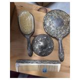 Four-Piece Silver Vanity Set