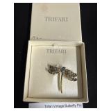 Trifari Butterfly Pin with Stones