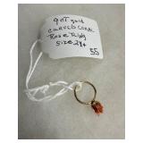 Child 9ct Gold Carved Coral Rose Ring