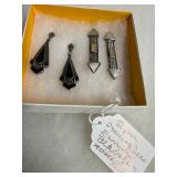 Two Pairs of Sterling Deco Earrings