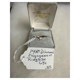 14KT Diamond Engagement Ring, Size 6 1/4