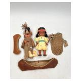 Native American Dolls with Canoes Set