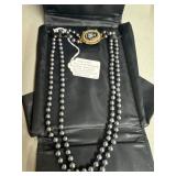 22-Inch Gray Pearl Necklace With Cameo