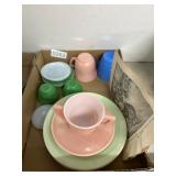 Multicolor Dinnerware and Vintage Book