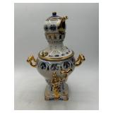 11-Inch Porcelain Samovar with Gold Accents