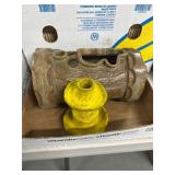 Ceramic Vase and Yellow Glass Candle Holder