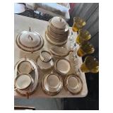 Gold-Trimmed Porcelain Dish Set