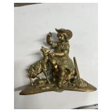 Cast Metal Figurine of Girl and Goat