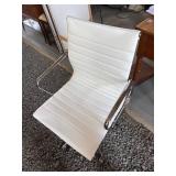 White Leather Office Chair with Chrome Frame