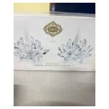 Two Crystal Lotus Candle Holders