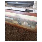 Framed Farm Scene Landscape Painting