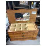 Wooden Jewelry Box With Mirror