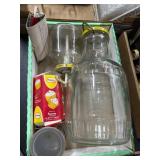 Glass Jars and Baking Powder Tin