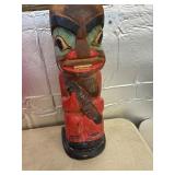 Hand-Carved Wooden Totem Pole Figure