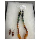 Agate Necklace and Earrings Set