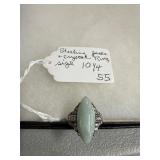 Sterling Jade and Crystal Ring