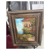 Framed Oil Painting With Rustic Scene