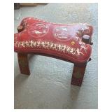 Decorative Egyptian Stool, Leather and Wood