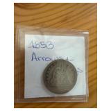 1853 Arrows and Rays Quarter Dollar