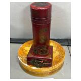 Decorative Box, Compass, and Scroll Set