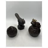 Three Cast Iron Animal Figurines