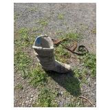 Concrete Boot Planter and Metal Ornament