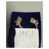 14K Gold tested Cowboy Boot Earrings