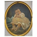 Oval Framed Baby Portrait, 21 1/2 x 17 1/2