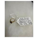 10K Gold Ring With Garnet and Diamonds
