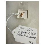Small 14K Rose and Yellow Gold Heart Earrings