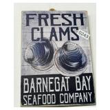Wooden 'Fresh Clams' Wall Plaque